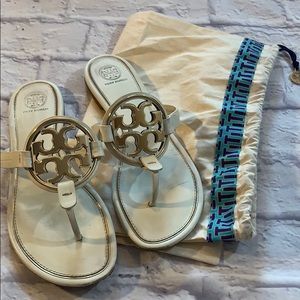 Tory Burch gold Miller metal flip flop